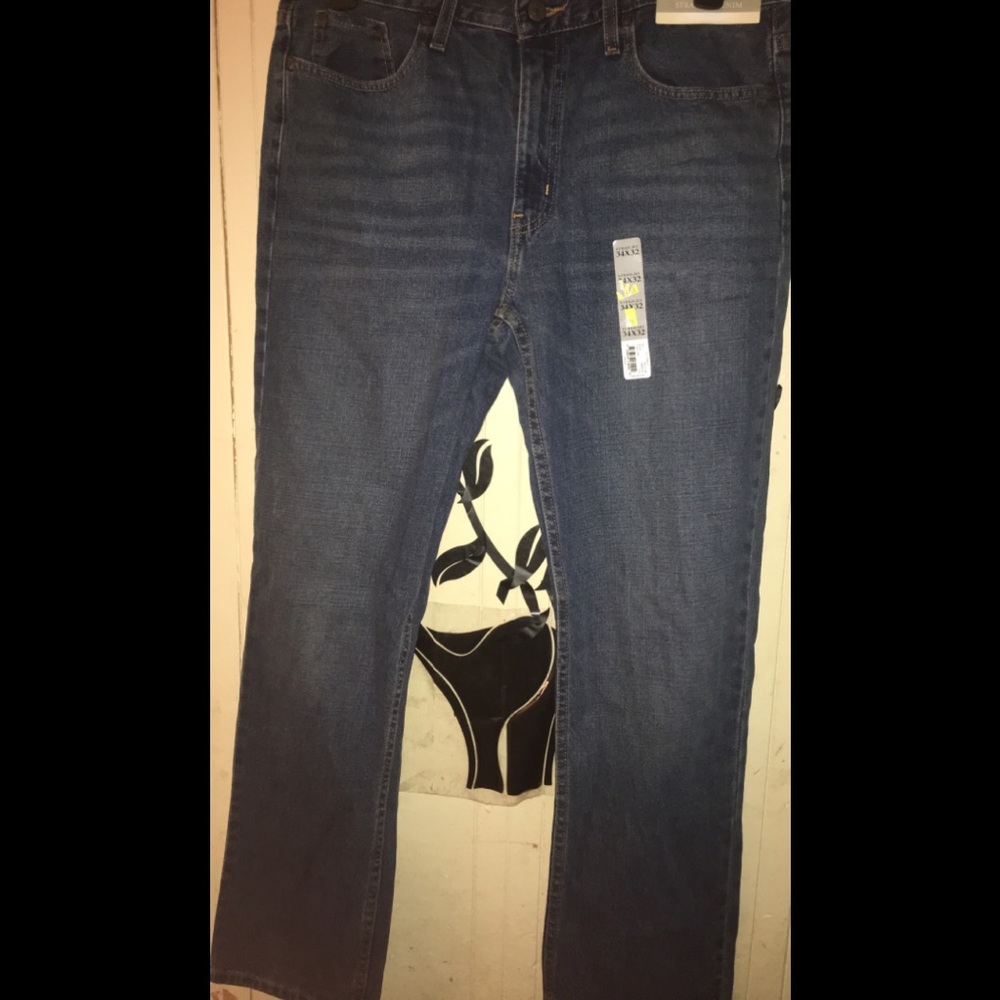 Straight blue jeans